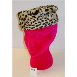 Vintage 1950's LEOPARD SKIN PILLBOX HAT