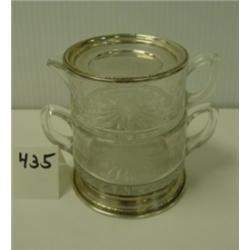 STERLING & Glass Stacked SUGAR & CREAMER