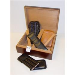 Wood CIGAR BOX & Contents - Walnut