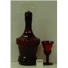 Image 1 : RUBY GLASS Decanter with Single Stem