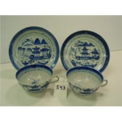 CHINESE EXPORT Canton Cups & Saucers(2)