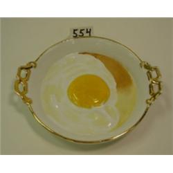 Whimsical Porcelain Fried Egg in Dish