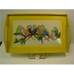 NEEDLEPOINT Parakeet Tray Bright Colors