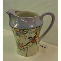 40's Iridized Pitcher w/Birds & Flowers