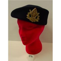 Navy BERET/HAT with Gold Beaded Emblem