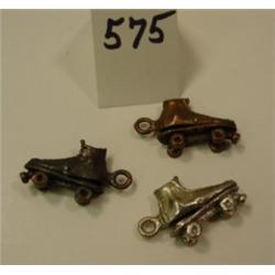 1950's ROLLER SKATE Charms - Lot of 3