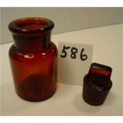Brown MEDICINE BOTTLE w/Glass Stopper
