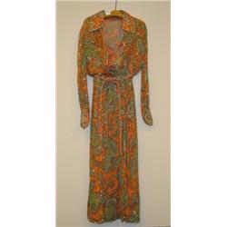 Vintage ORANGE PAISLEY Sequined Dress