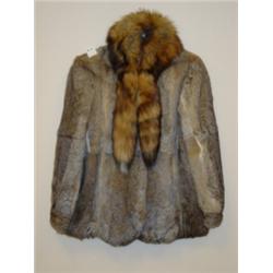 RABBIT FUR JACKET with RED FOX Collar