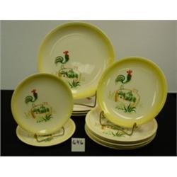 Paden City Pottery ROOSTER Plates - 12