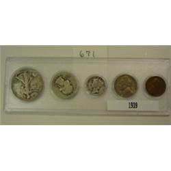 1939 5 Coin Silver Year Set