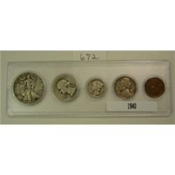 1940 5 Coin Silver Year Set