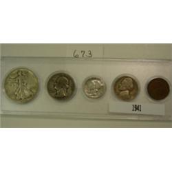 1941 5 Coin Silver Year Set