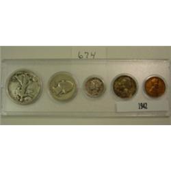 1942 5 Coin Silver Year Set