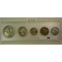 1943 5 Coin Silver Year Set