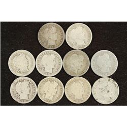 10 ASSORTED BARBER DIMES