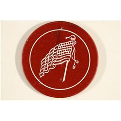 VINTAGE POKER CHIP VERMILLION / WHITE ENGRAVED