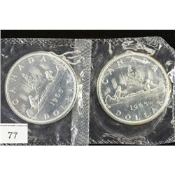 2-1965 CANADA SILVER DOLLARS BRILLIANT UNC