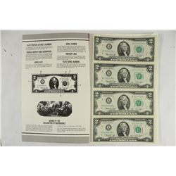 UNCUT SHEET OF 1976 $2 FRN STAR NOTES