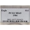 Image 3 : 1986 AMERICAN SILVER EAGLE PCGS MS69