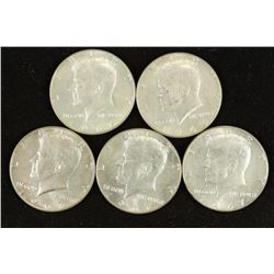 5 ASSORTED 40% SILVER JOHN F. KENNEDY HALVES