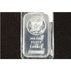 1 TROY OZ .999 FINE SILVER PROOF INGOT SUNSHINE