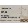 Image 3 : 1964-D WASHINGTON SILVER QUARTER NGC MS64