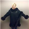 Image 1 : Black 100% Cashmere Cape with Rhinestones and Black Fox Trim