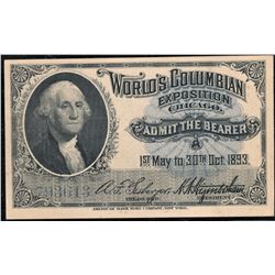 1893 Columbian Expo George Washington Vignette Ticket
