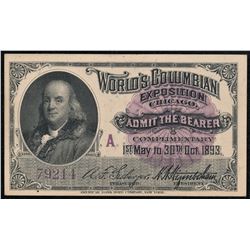 1893 Columbian Expo Ben Franklin Vignette Ticket #79214
