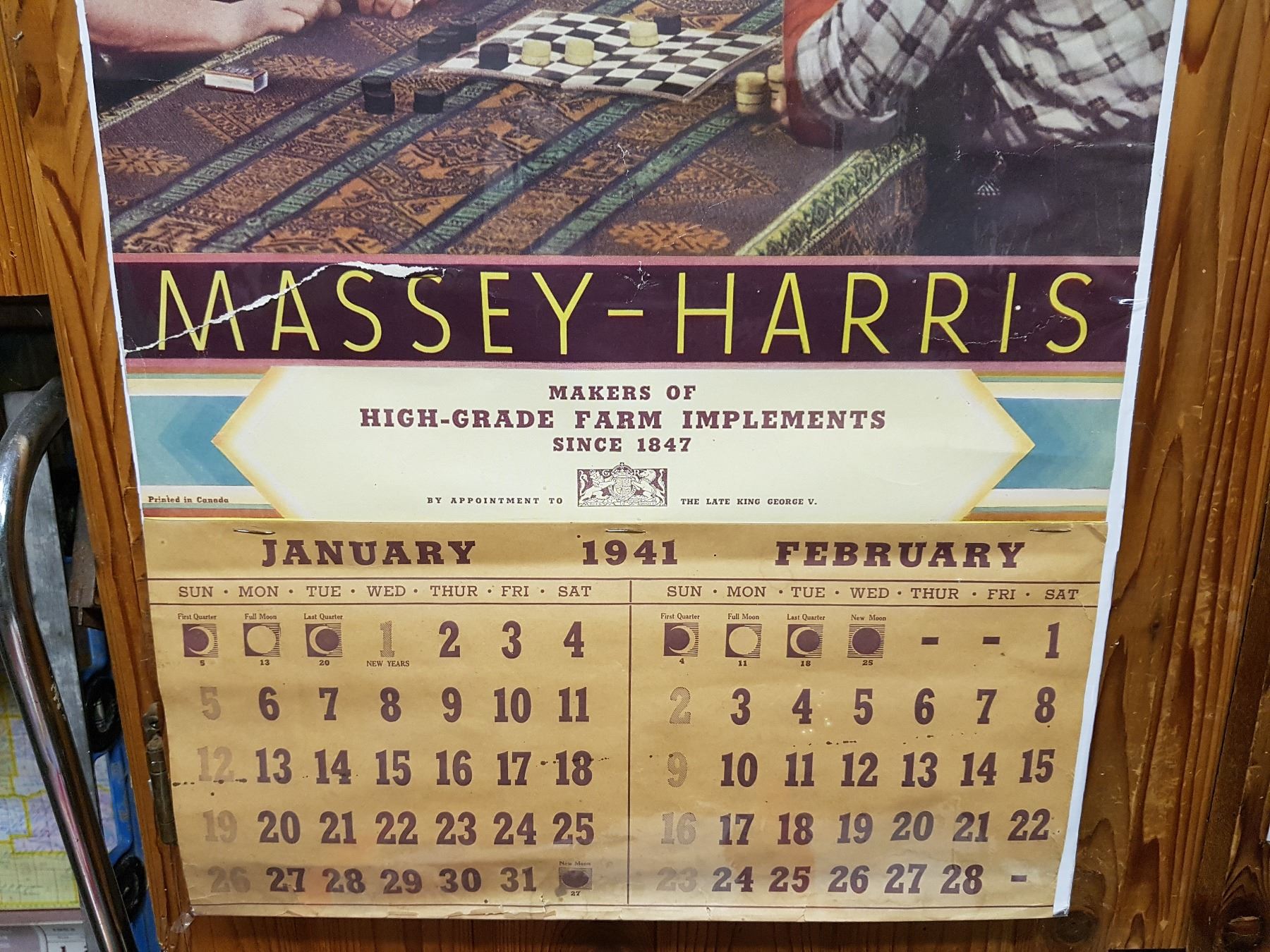 Massey Harris 1941 Calendar 14x26 Salesman Sample