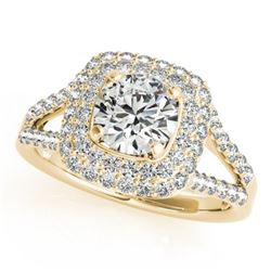 1.35 CTW Certified VS/SI Diamond Solitaire Halo Ring 18K Yellow Gold - REF-172M2H - 26463