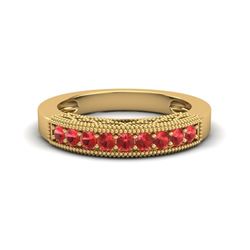 0.50 CTW Red Sapphire Band Love Me Art Deco Ring 10K Yellow Gold - REF-17W6F - 20814