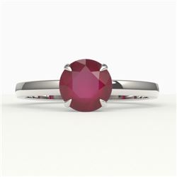 2 CTW Ruby Designer Inspired Solitaire Engagement Ring 18K White Gold - REF-35W3F - 22238