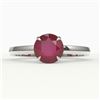 Image 1 : 2 CTW Ruby Designer Inspired Solitaire Engagement Ring 18K White Gold - REF-35W3F - 22238
