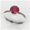 Image 2 : 2 CTW Ruby Designer Inspired Solitaire Engagement Ring 18K White Gold - REF-35W3F - 22238