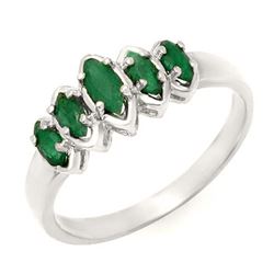 0.50 CTW Emerald Ring 18K White Gold - REF-31K6W - 13143