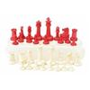 Image 1 : A 19th century Staunton pattern ivory chess set, half stained in red, king 3ins...