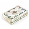 Image 1 : A late Victorian mother of pearl inlaid purse, lozenge design case with chamfered edge enclosing...