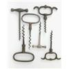 Image 1 : Four 19th century straight-pull four finger corkscrews, with various loops and shanks, traces of...