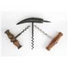 Image 1 : A 19th century German straight pull corkscrew, with painted wooden handle and spike and two furth...