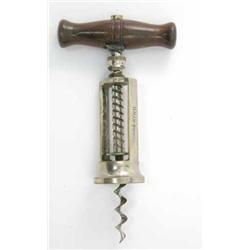 A 19th century Edward Sunderland patent, 'The King' corkscrew, with mahogany handle and steel fra...