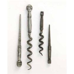 A 19th century steel peg and worm corkscrew. and a larger steel peg and worm corkscrew...