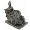 Image 1 : Van der Straeten, a bronze of a Lady reclining in a chair, naturalistically modelled with flowing...