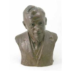 Galard, a French bronze bust of a gentleman, naturalistically modelled with inscription and signa...