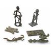 Image 1 : A collection of six Ashanti bronze gold weights, Ghana, comprising a bird weight modelled standin...
