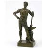 Image 1 : A 19th century French bronze figure of a blacksmith, in a life model pose with hammer and anvil,...