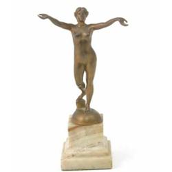 H. Arnolot, a German Art Deco bronze figure of a female nude, modelled standing with outstretched...