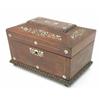 Image 1 : A Regency rosewood sarcophagus shape two division tea caddy, inlaid with foliate mother-of-pearl...