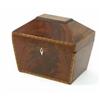 Image 1 : A 19th century mahogany and walnut sarcophagus shaped tea caddy, decorated throughout with satinw...